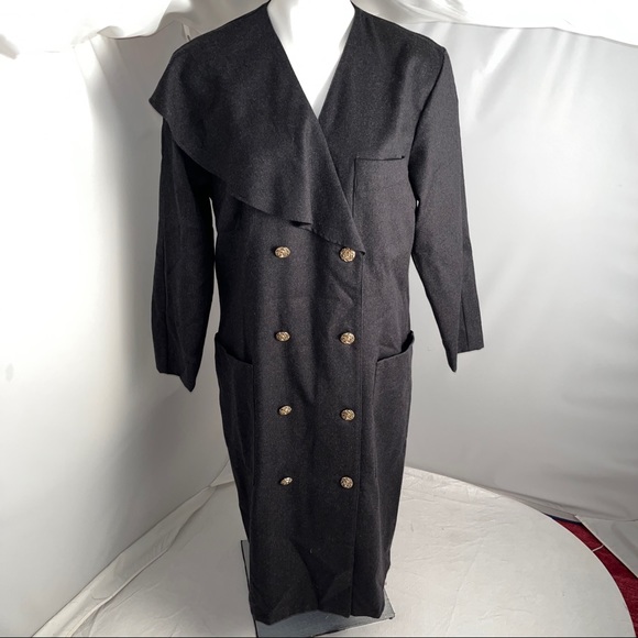 Givenchy En Plus vintage charcoal military style longline blazer or dress - Picture 1 of 16